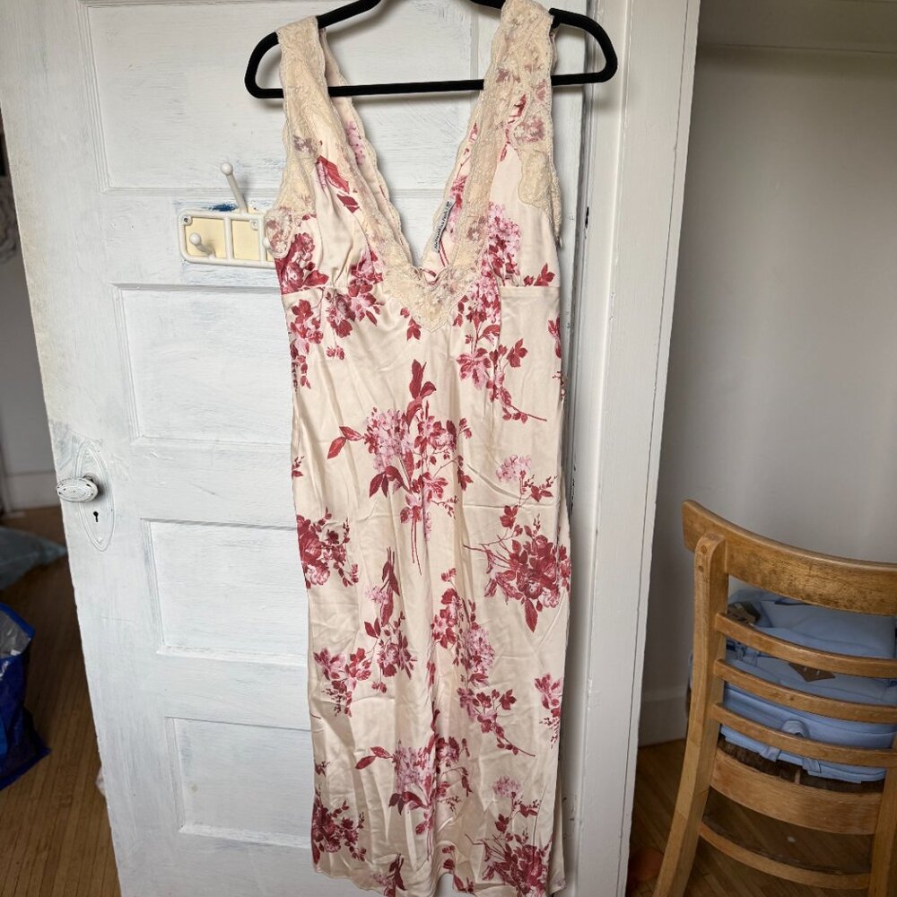 Abercrombie & Fitch Floral Midi Dress - Cream and Red